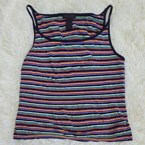 Ralph Lauren 2000s Multi Color Fitted Tank Top - Picture 1 of 6